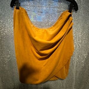 Camel Ruched Suede Skirt